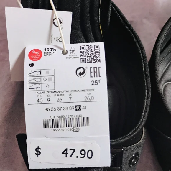 Stradivarius Black Buckle Slingback Heels NWT Size 40 - Picture 12 of 17